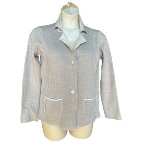Benedetta B Merino Wool Cashmere Italy Cardigan Sweater L Neutral Quiet Luxury